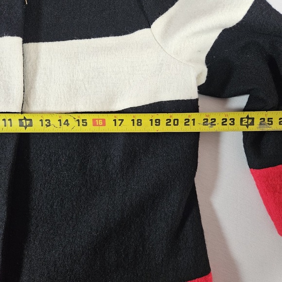 Chicos Coat 100% Wool Striped Colorblock Womens Size 2 Full Zip Pea Coat - Picture 6 of 7